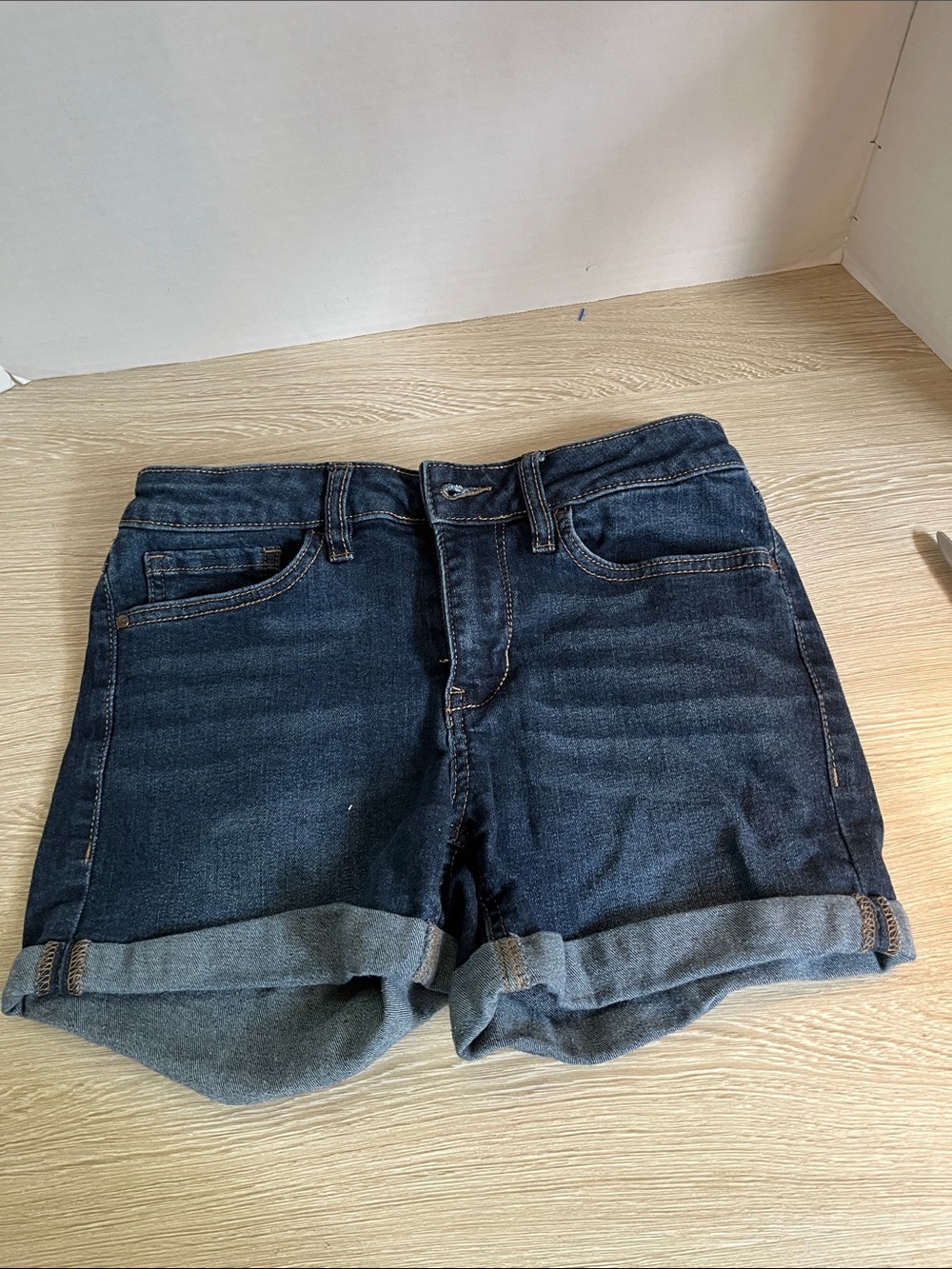 LC Lauren Conrad Dark Indigo Rolled Hem Jean Shorts
